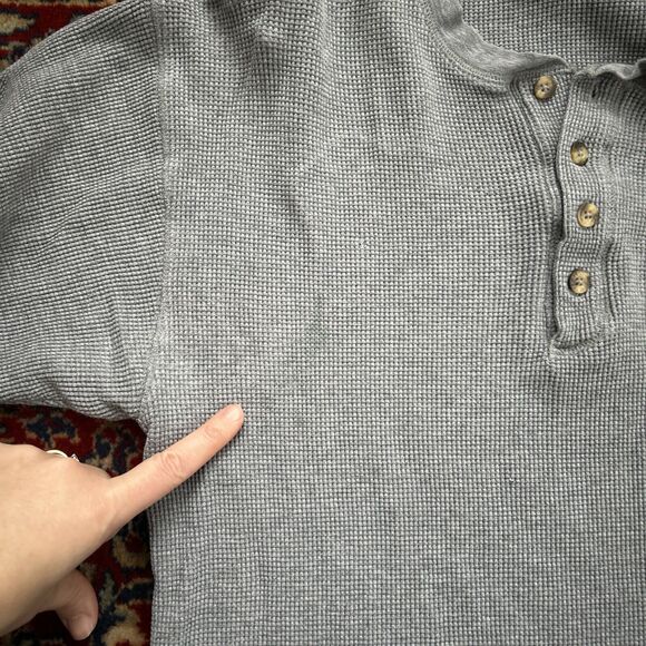 Vtg 90s The Disney Tigger Waffle Knit Henley Shirt Large Long Sleeve Gray - Picture 5 of 8